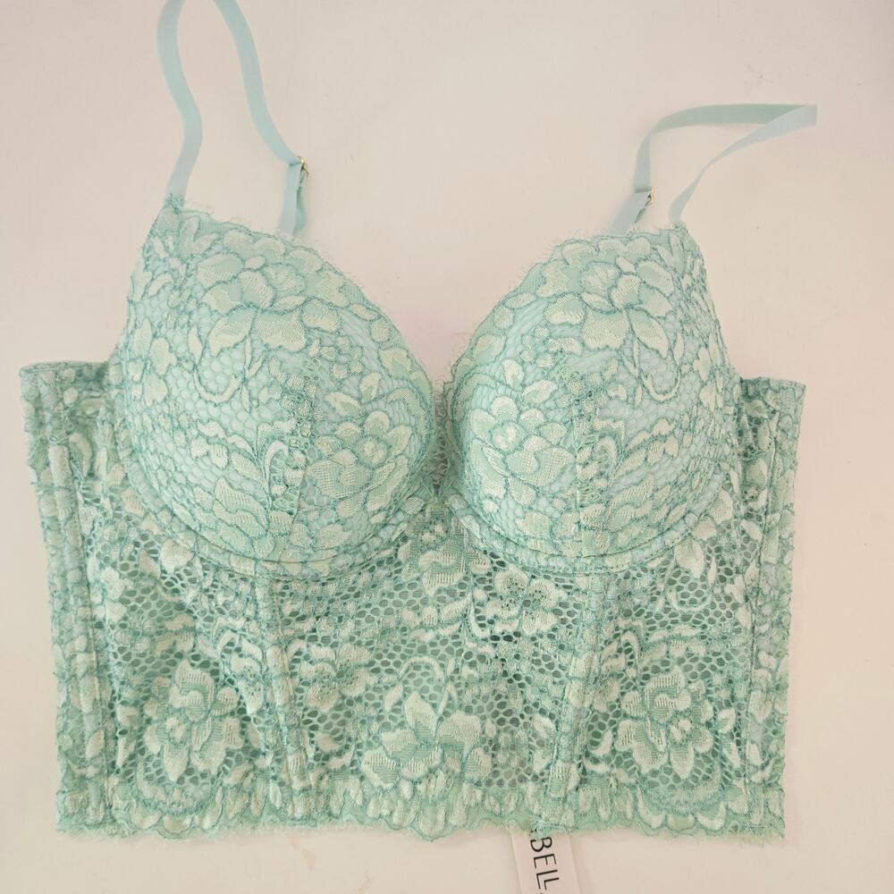 Cosabella Pret A Porter Padded Floral Lace Pushup Bustier Top Green Size 32D NWT - Picture 6 of 6